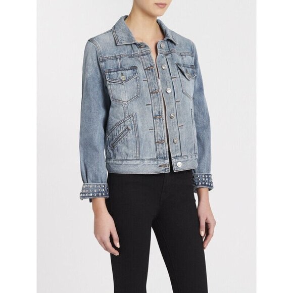 Current/Elliott The Turnt Boulder Studded Denim Jacket Size US 4 - Picture 7 of 8